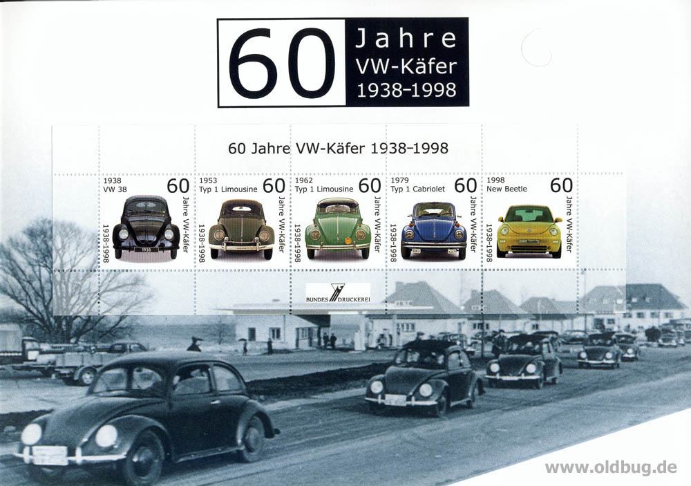Sonderbriefmarken 60 Jahre Käfer Innenseite